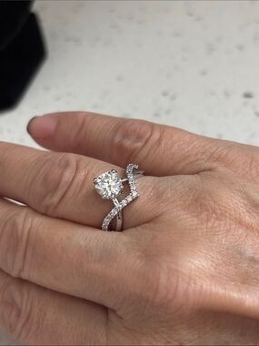 Moissanite Silver Solitaire Twist Engagement Ring Size 6